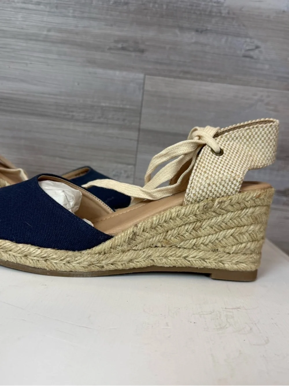 Journee Collection Monte Wedge Heel Espadrille Sandals - Blue - Size 5.5